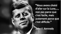 Citation inspirante John Kennedy sur la course de la lune et la recherche